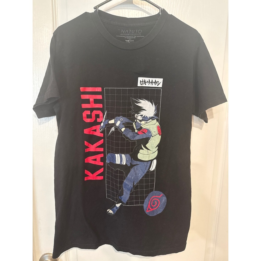 Naruto Shippuden Kakashi Hatake Black Graphic T-Shirt Mens Size M Viz Media